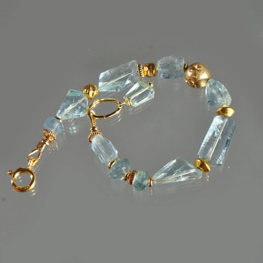 bracelet aigue marine perle or -6