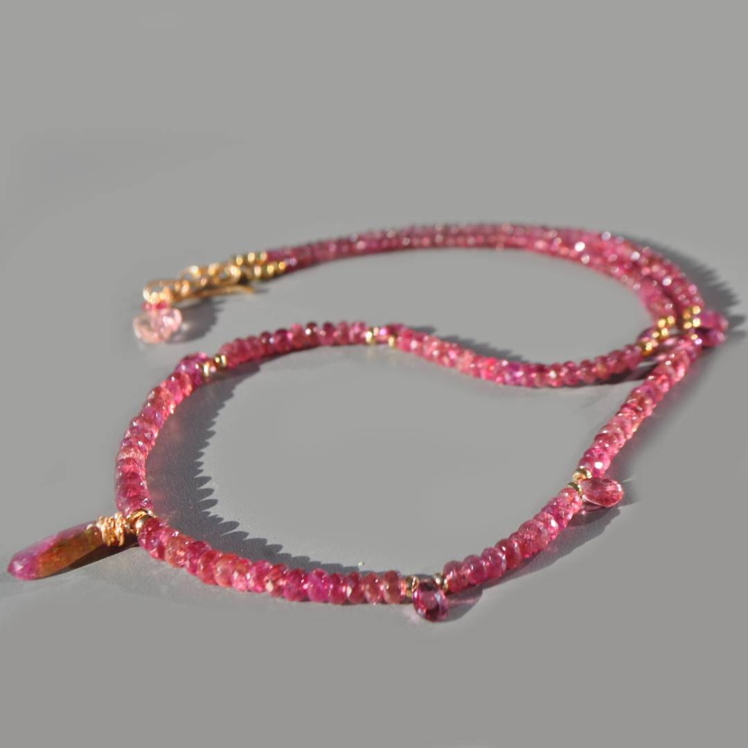 collier tourmaline rose pendentif pastèque-2