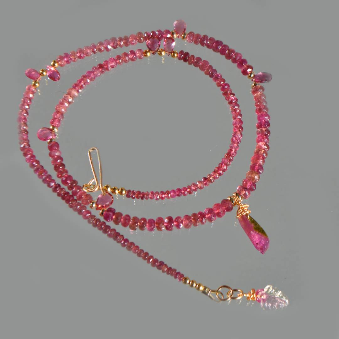 collier tourmaline rose pendentif pastèque-7