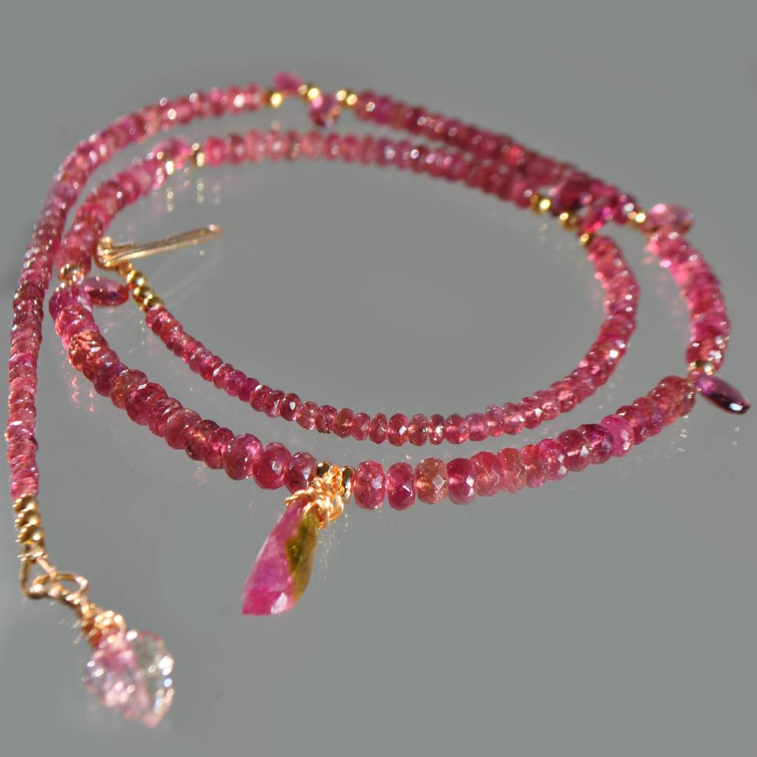 collier tourmaline rose pendentif pastèque-6