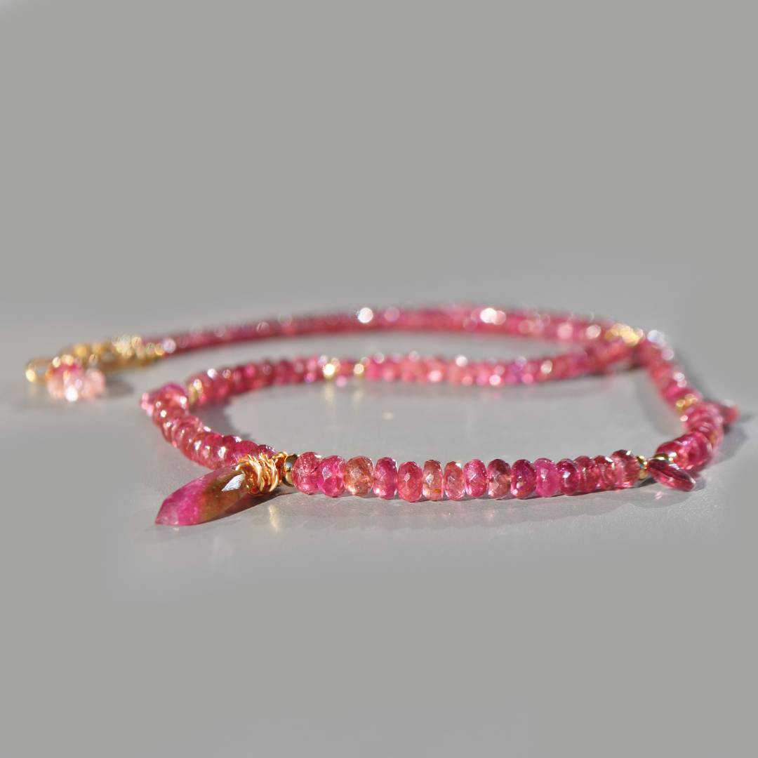 collier tourmaline rose pendentif pastèque
