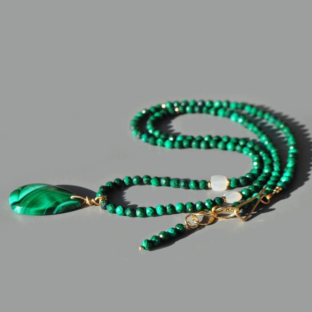 sautoir malachite pierre de lune-2