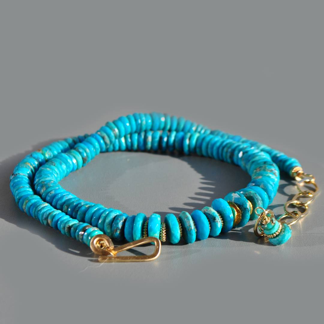 collier turquoise rondelles facettes pneu-6