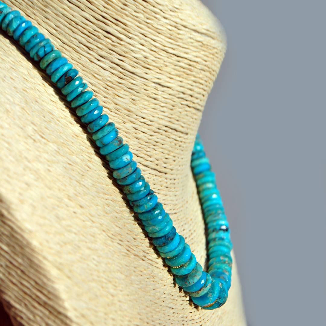 collier turquoise rondelles facettes pneu-B