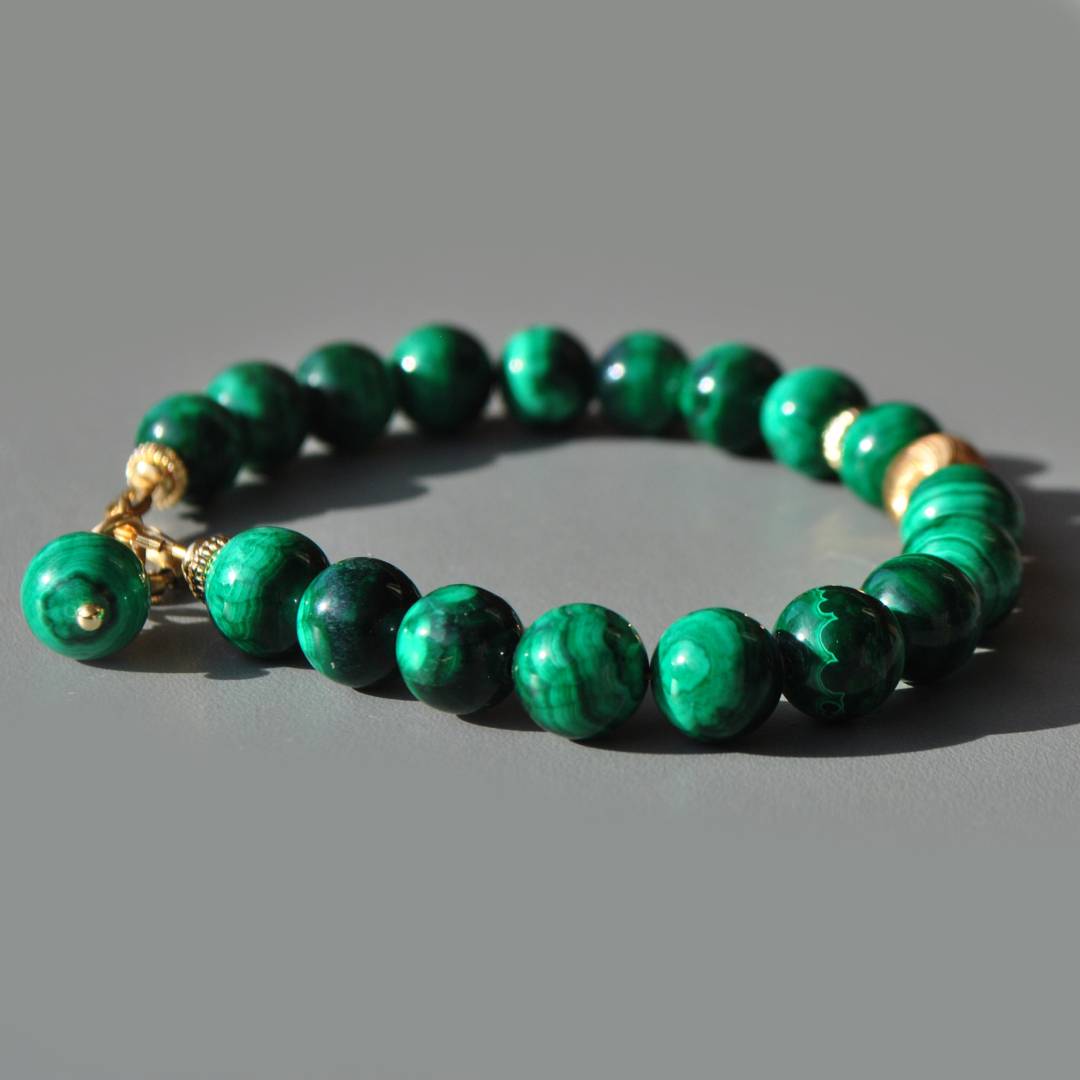 bracelet malachite boule dor-4