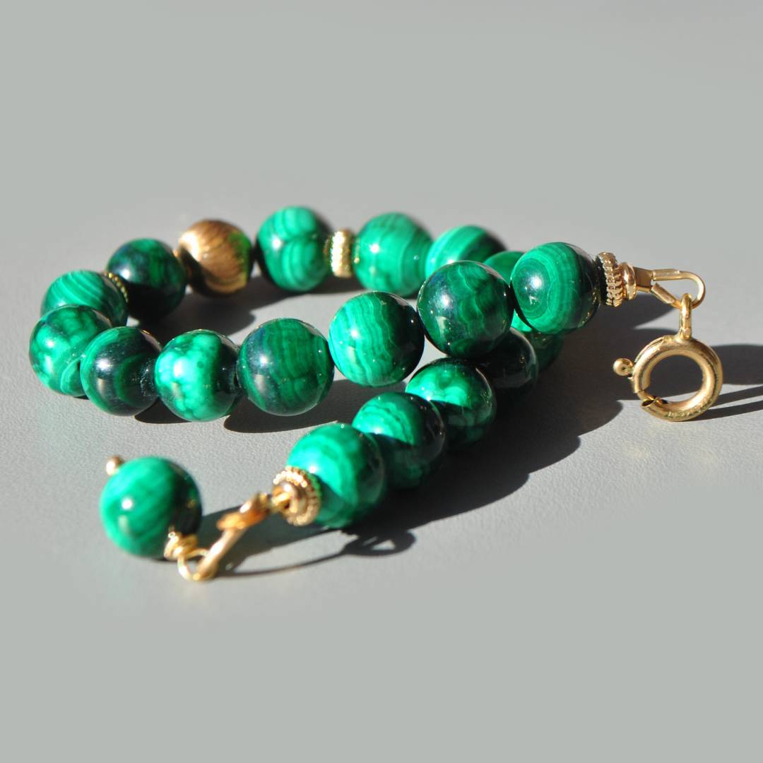 bracelet malachite boule dor-6