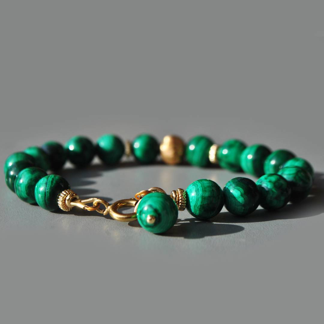 bracelet malachite boule dor-5