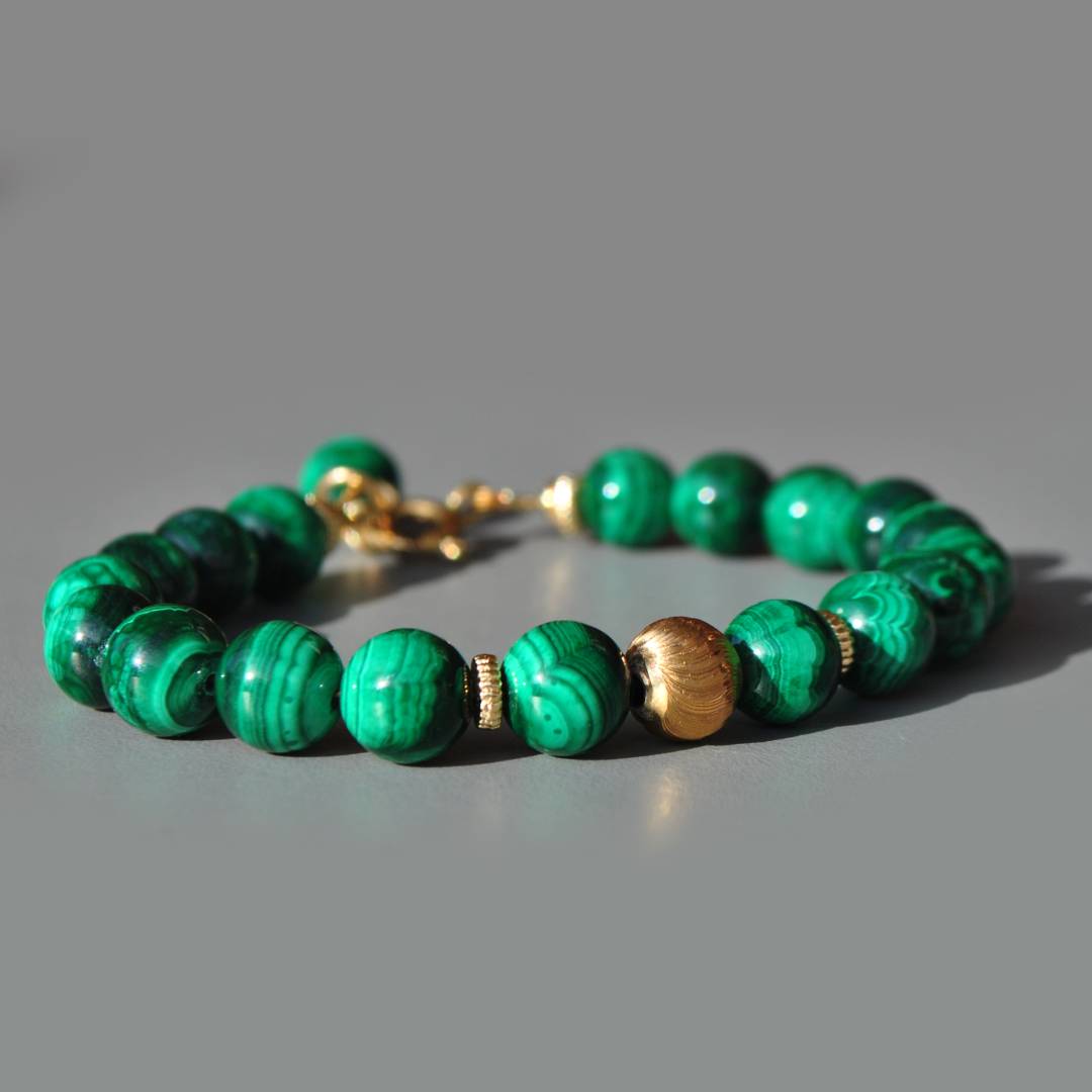 bracelet malachite boule dor-2