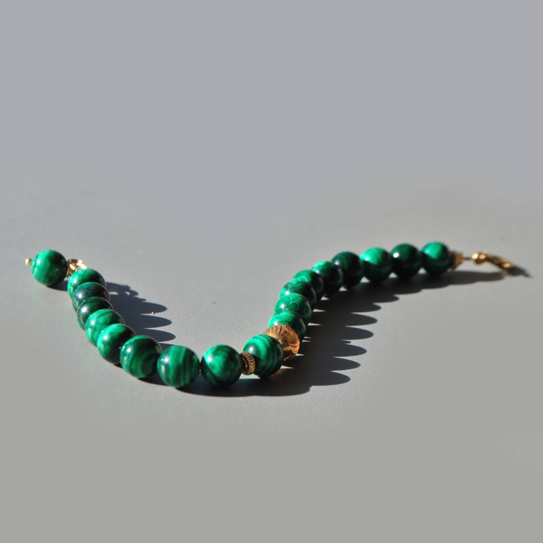 bracelet malachite boule dor-8