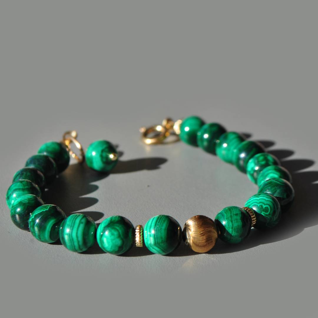 bracelet malachite boule dor-7