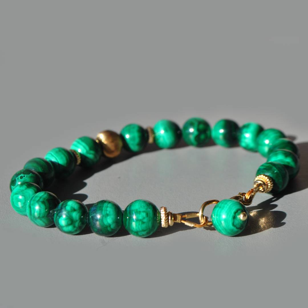 bracelet malachite boule dor-9