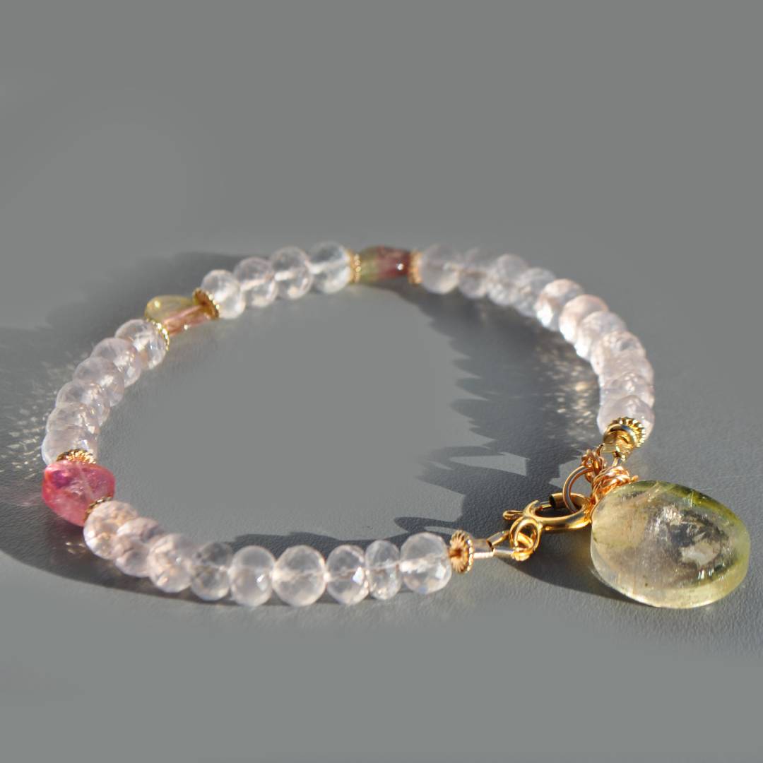 bracelet quartz rose tourmaline pastèque -4