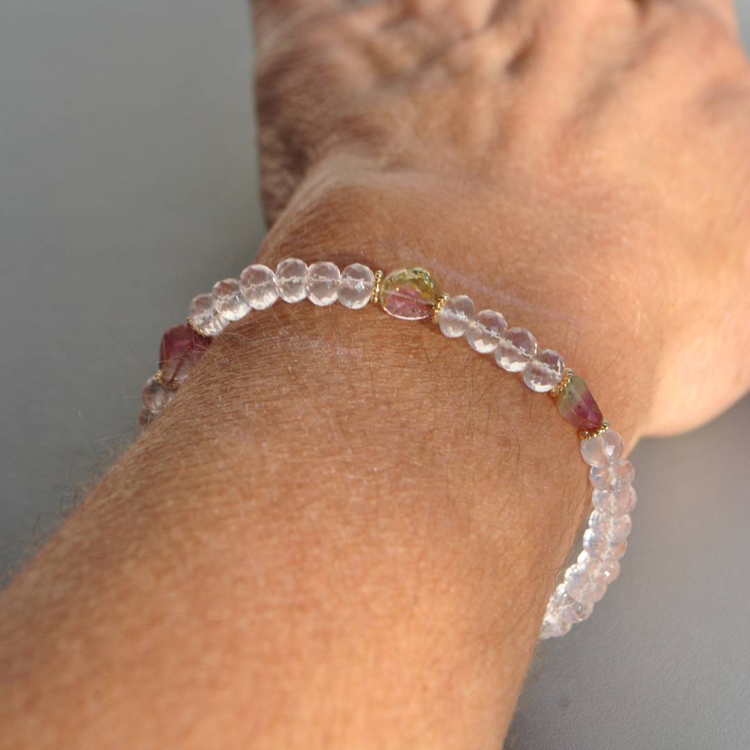 bracelet quartz rose tourmaline pastèque -7