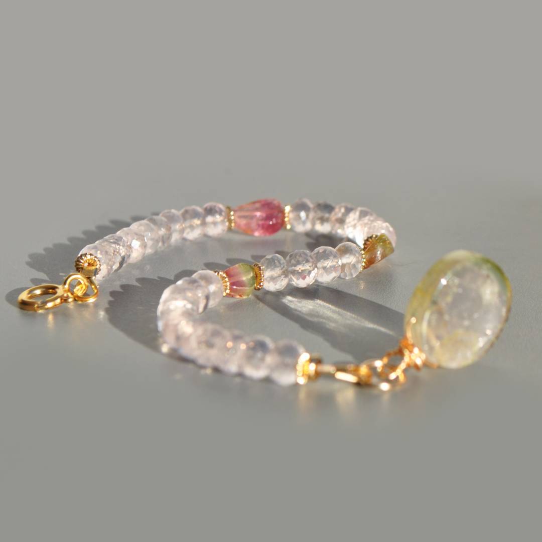 bracelet quartz rose tourmaline pastèque -9