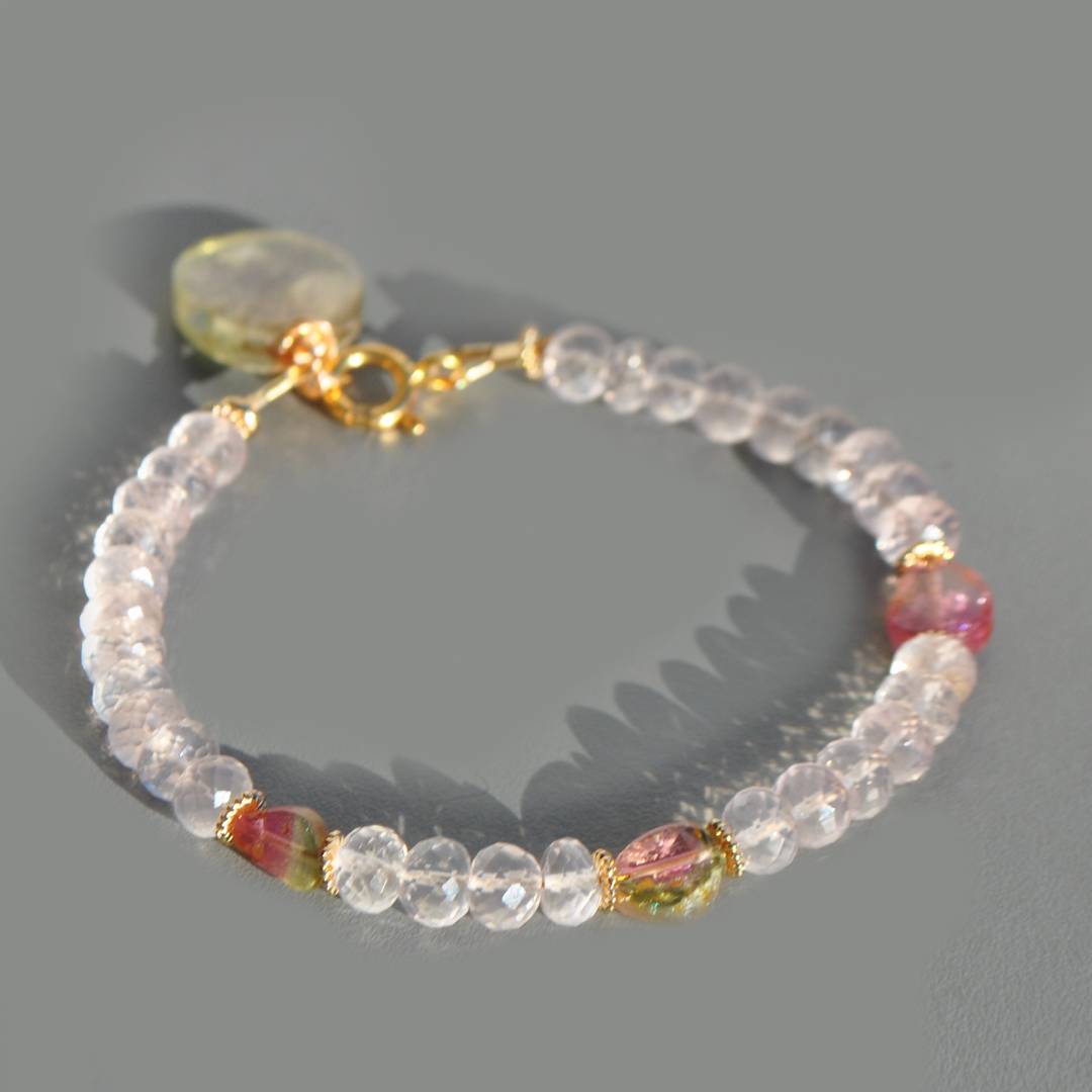 bracelet quartz rose tourmaline pastèque-1