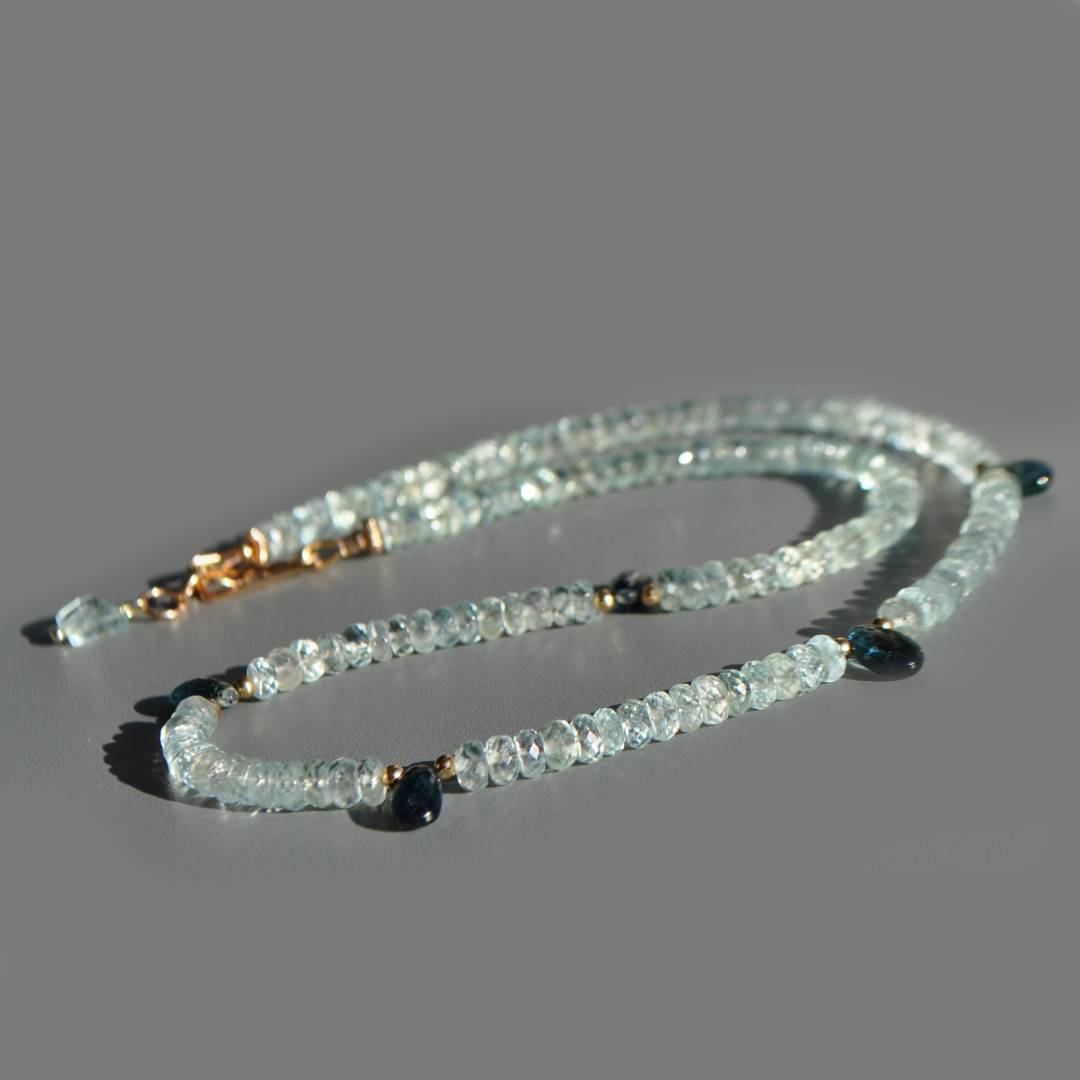 collier aigue marine cyanite en gouttes projet-2