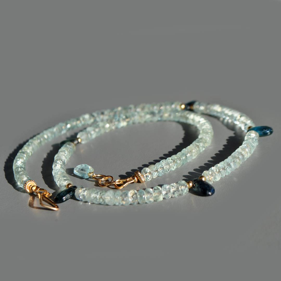 collier aigue marine cyanite en gouttes projet-7