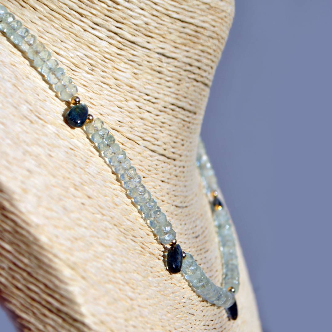 collier aigue marine cyanite en gouttes projet-9