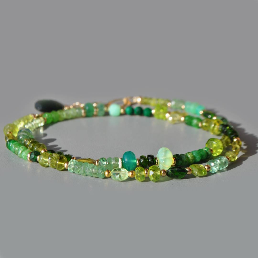 Collier multi pierres vertes serpentine-5
