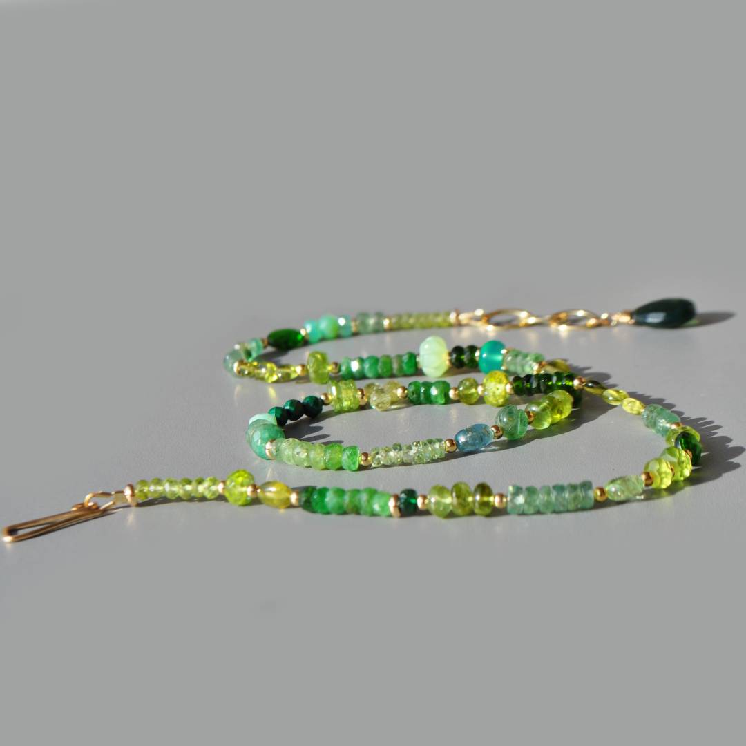 Collier multi pierres vertes serpentine-3