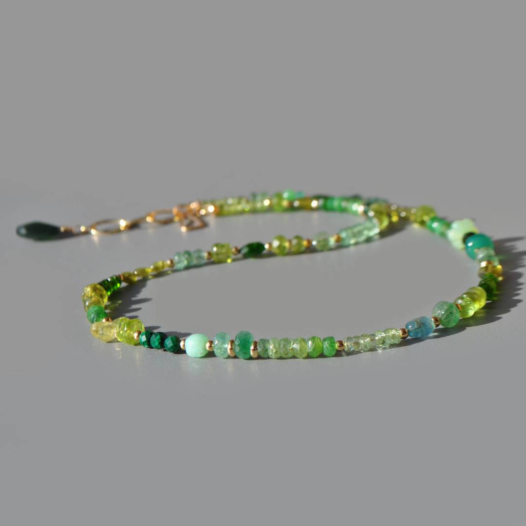 Collier multi pierres vertes serpentine-6