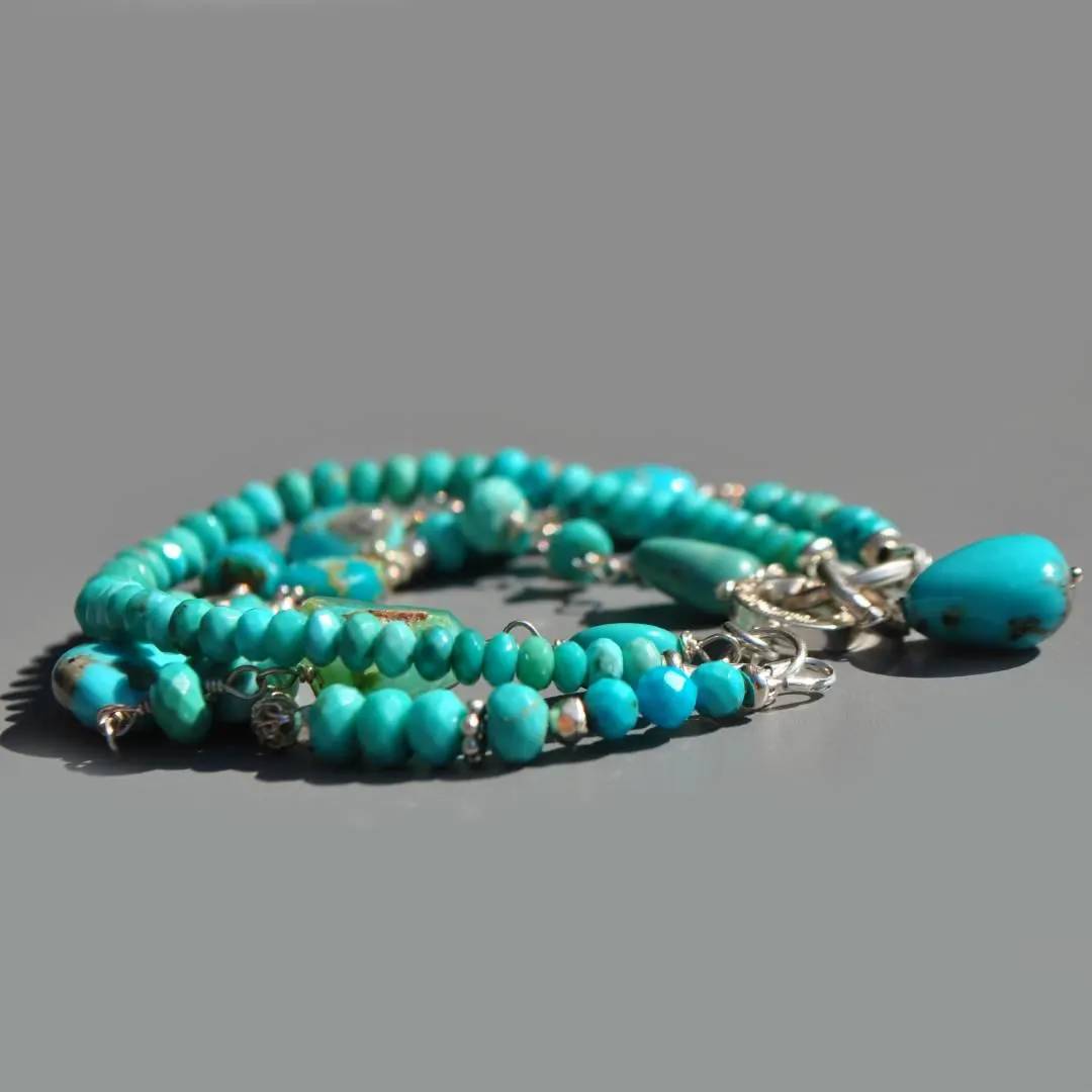 bracelet turquoise argent 3 rangs-6