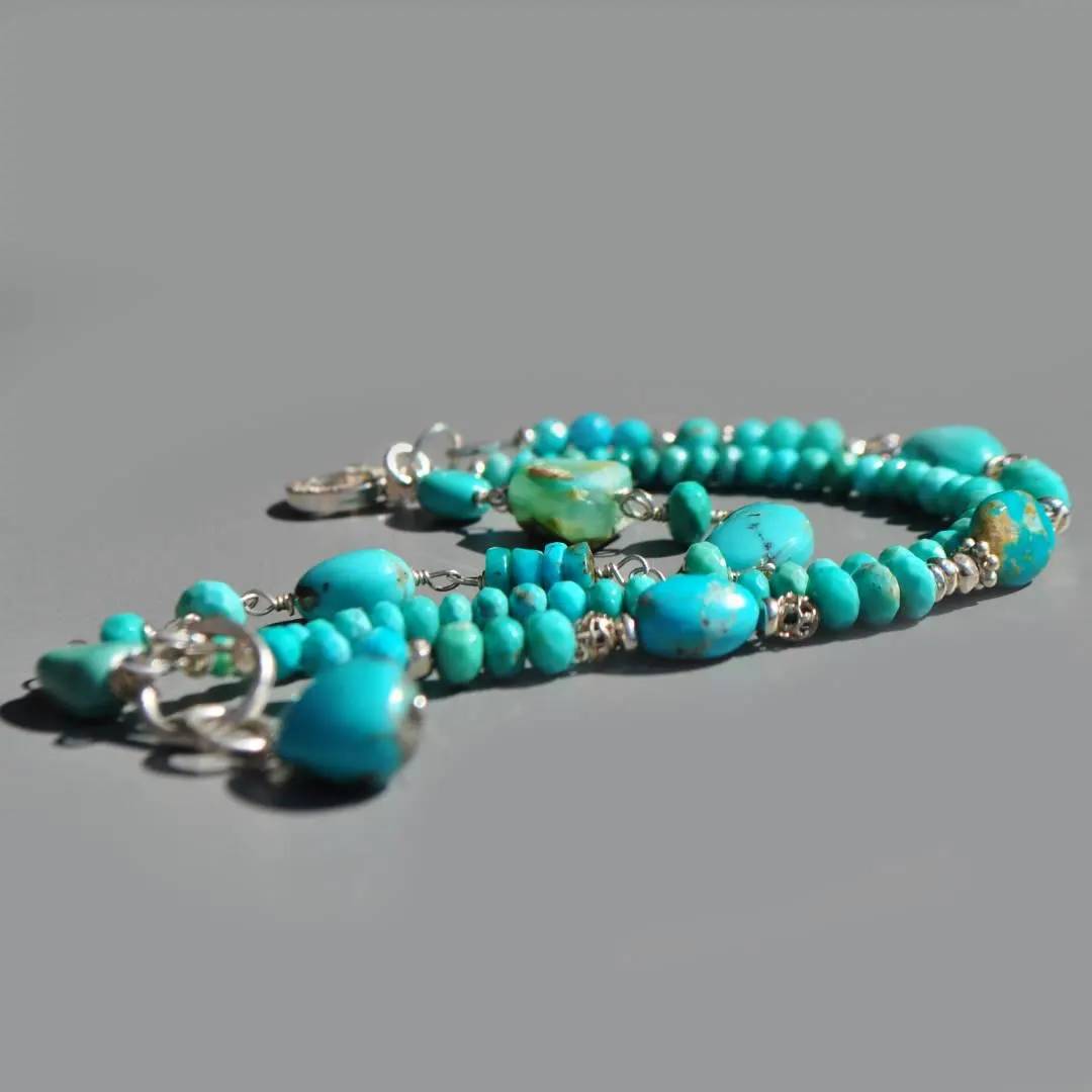 bracelet turquoise argent 3 rangs-5