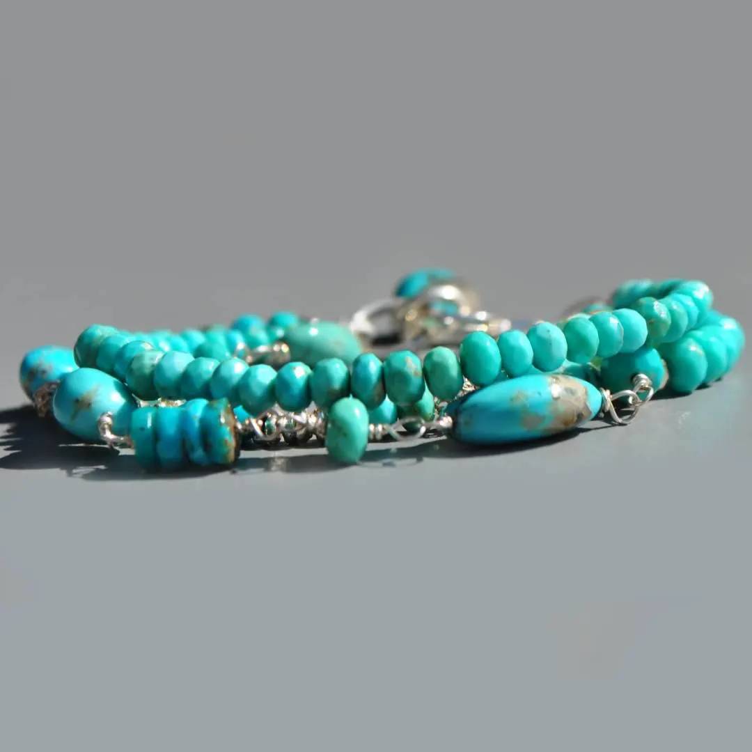 bracelet turquoise argent 3 rangs-7