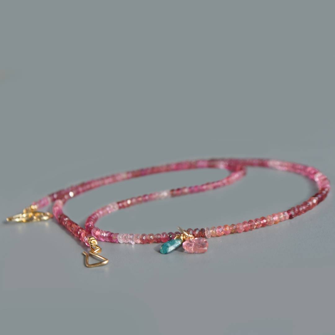 collier long tourmaline rose dégradé paraiba-3