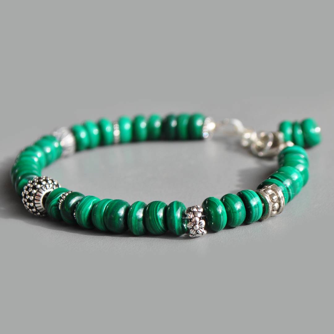 Bracelet malachite Argent de Bali-1