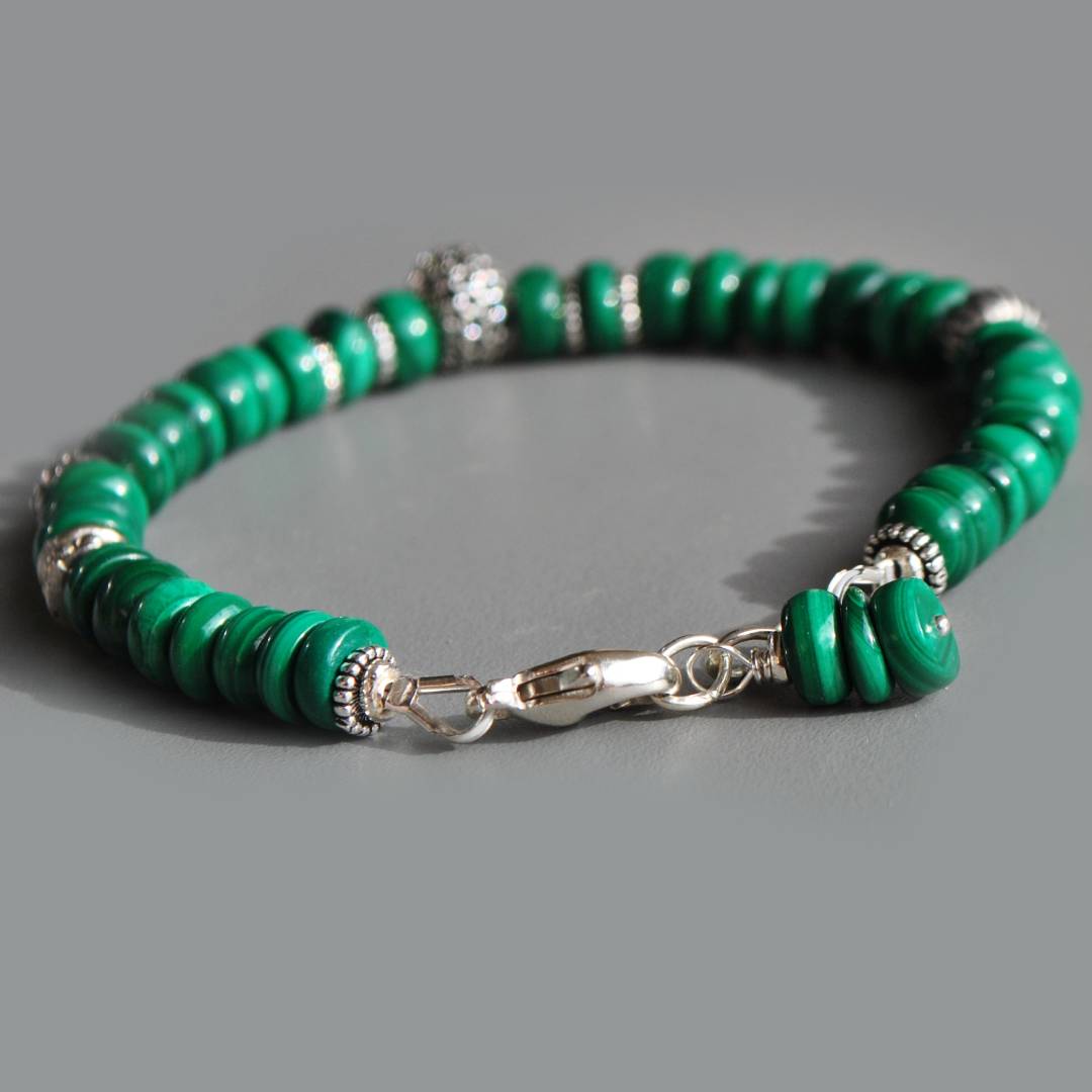 Bracelet malachite Argent de Bali-2