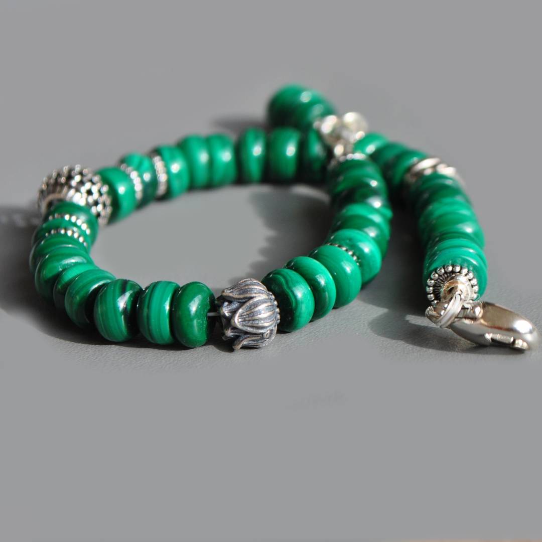 Bracelet malachite Argent de Bali-6