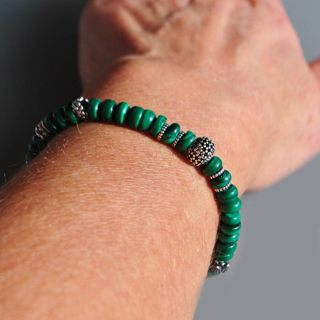 Bracelet malachite Argent de Bali-7