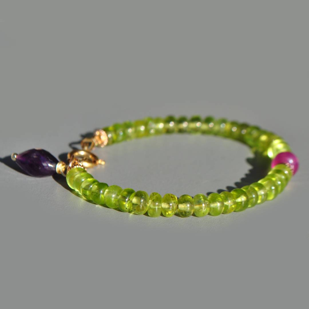 Bracelet Péridot saphir rose amethyste-5