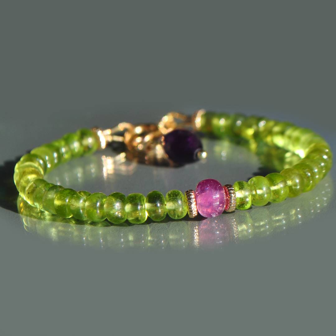 Bracelet Péridot saphir rose amethyste-2