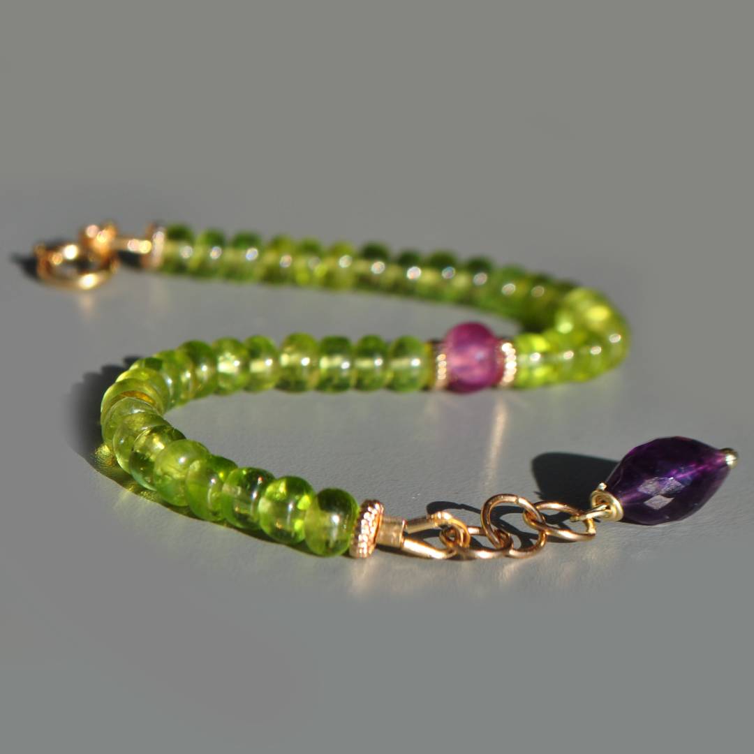 Bracelet Péridot saphir rose amethyste-4