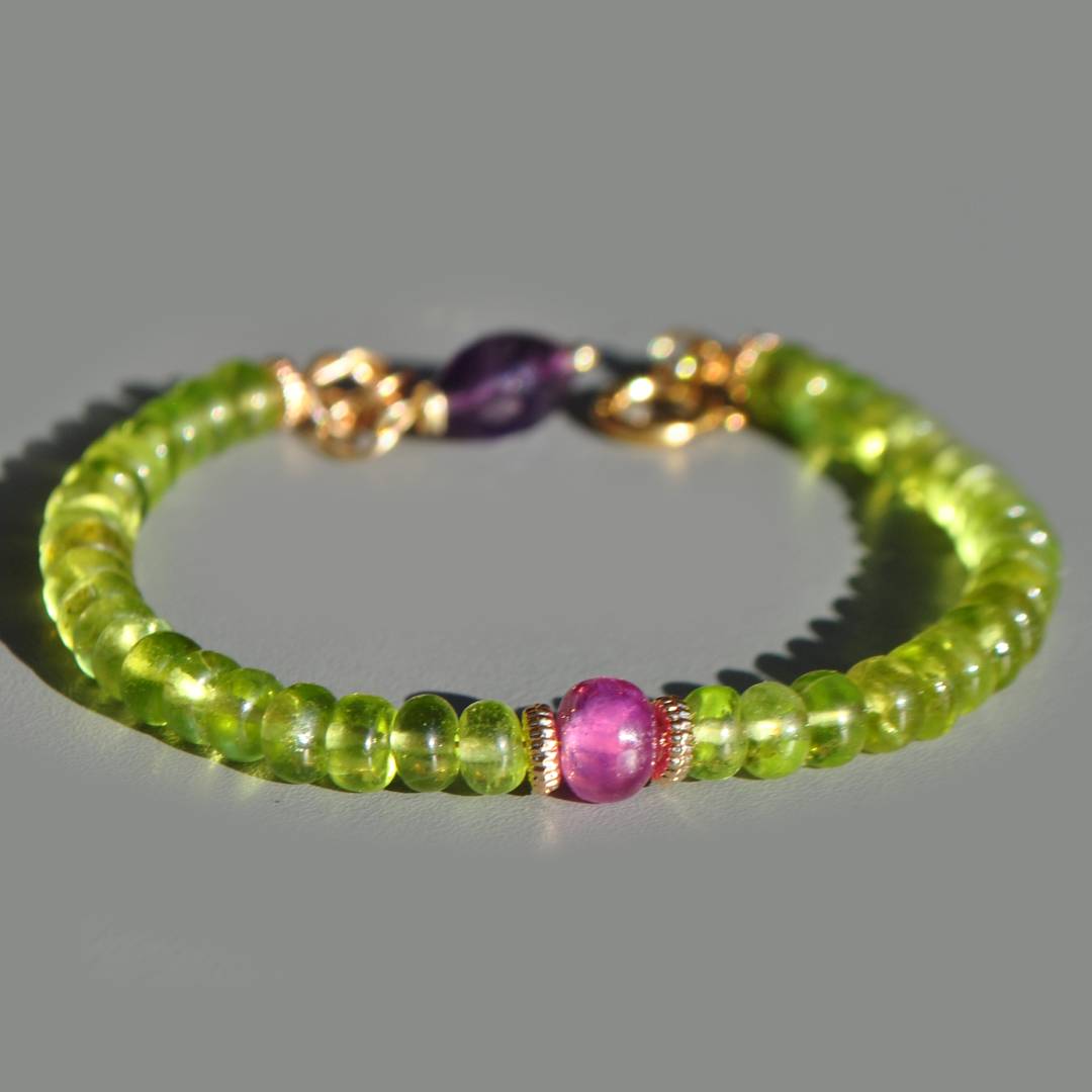 Bracelet Péridot saphir rose amethyste-3