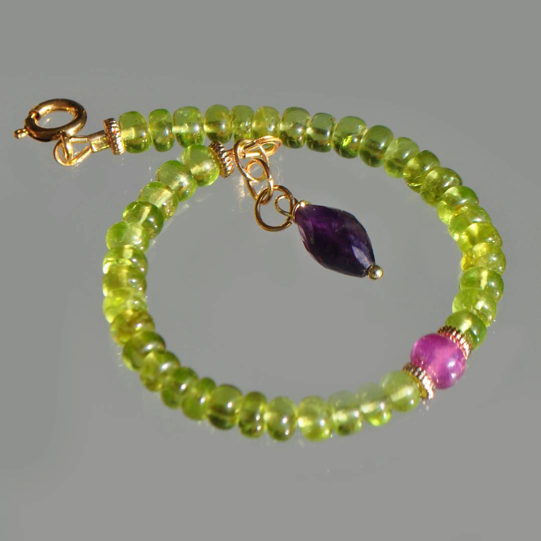 Bracelet Péridot saphir rose amethyste