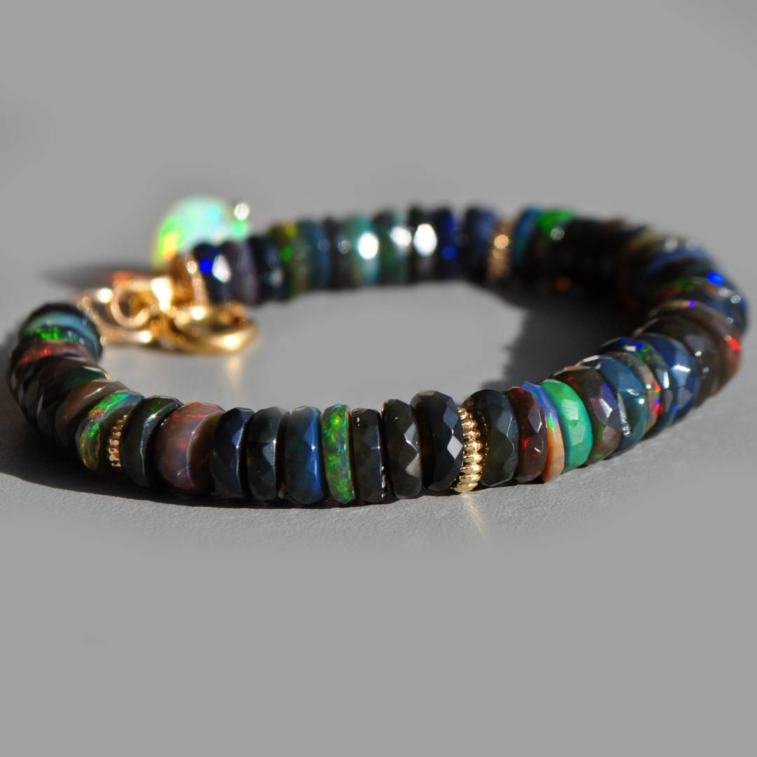 bracelet opale noire facettes-4