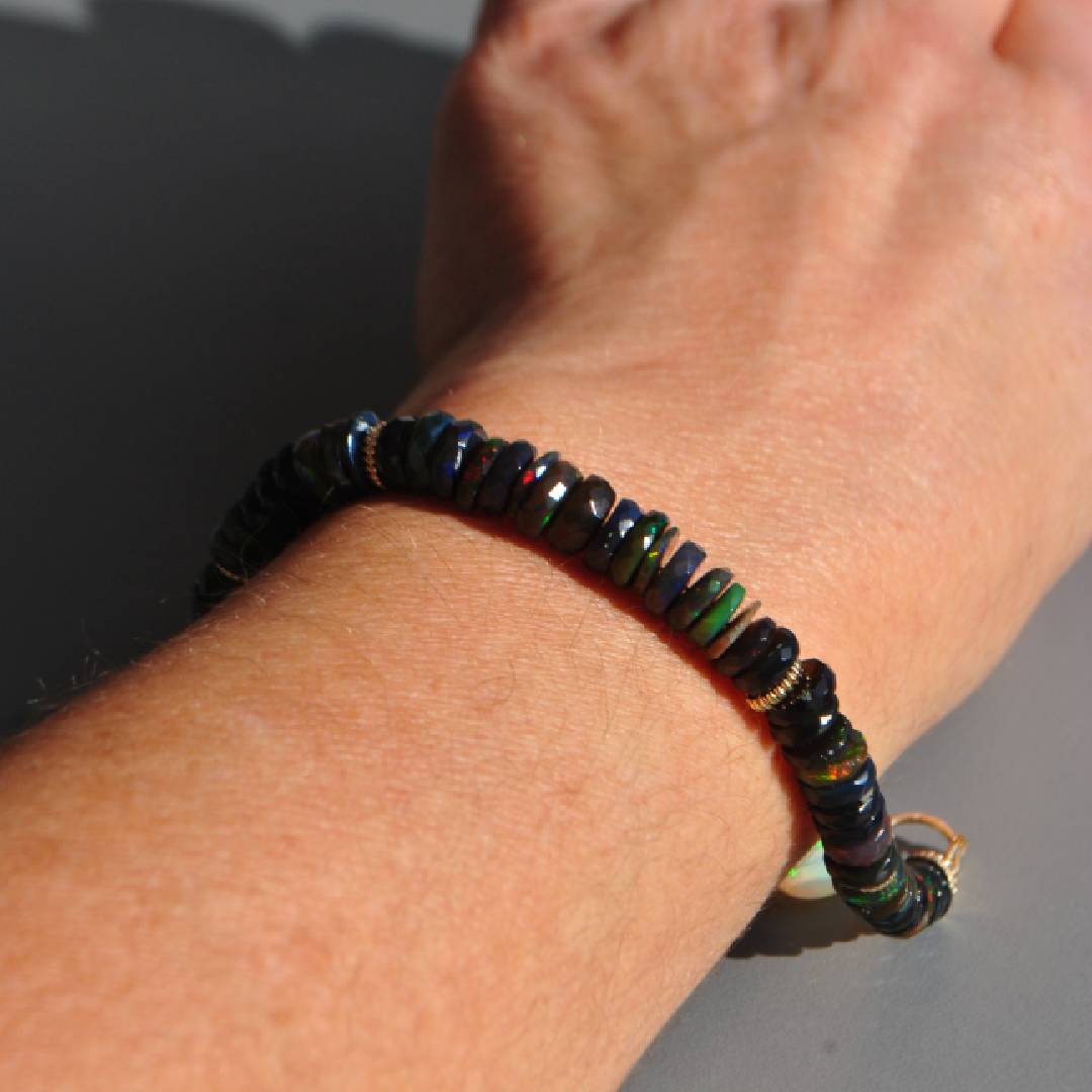 bracelet opale noire facettes-6