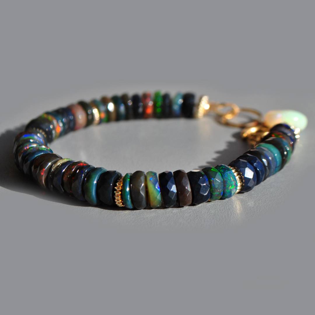 bracelet opale noire facettes-7