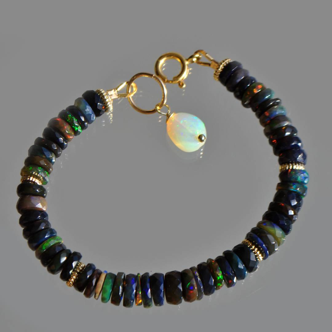 bracelet opale noire facettes-5