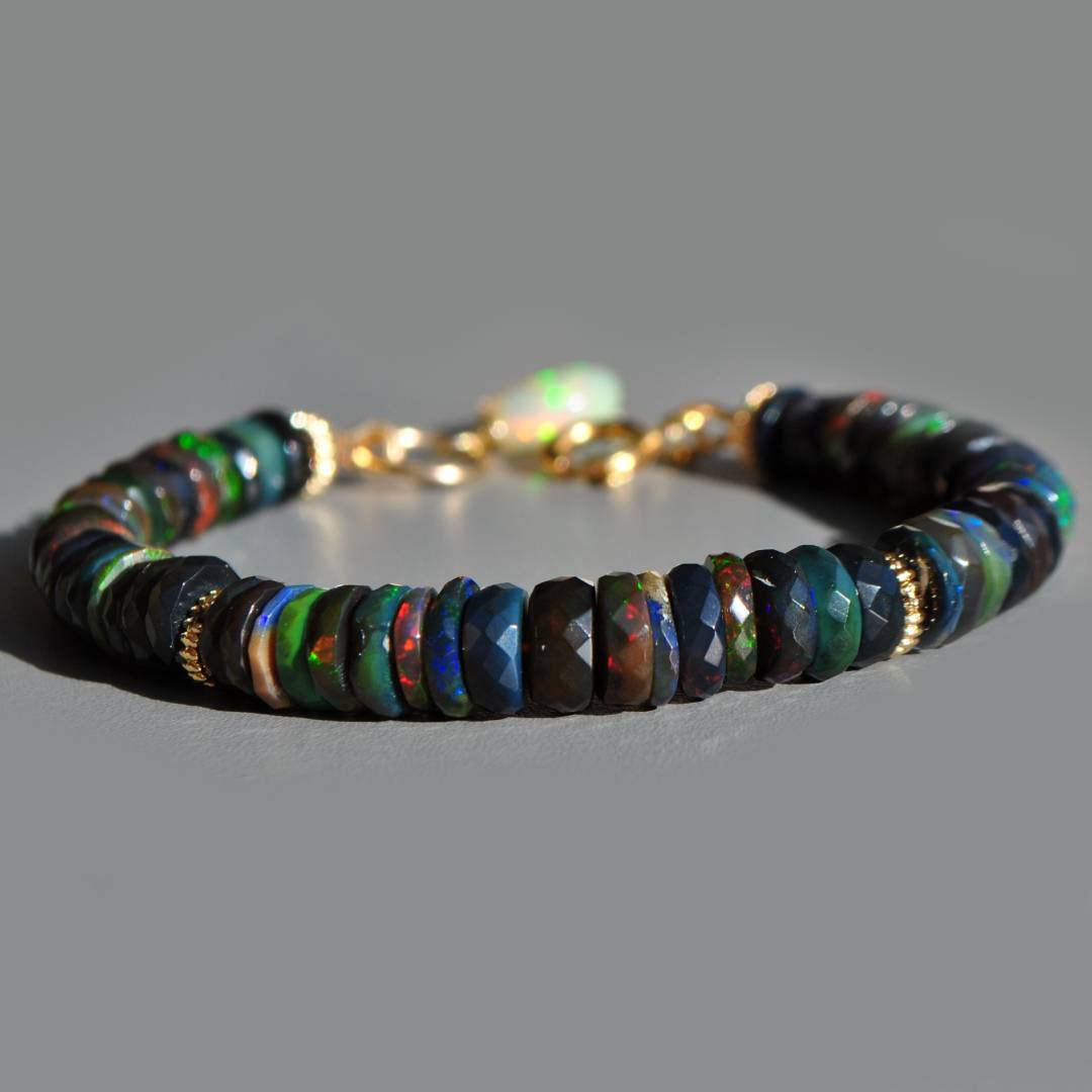 bracelet opale noire facettes-3