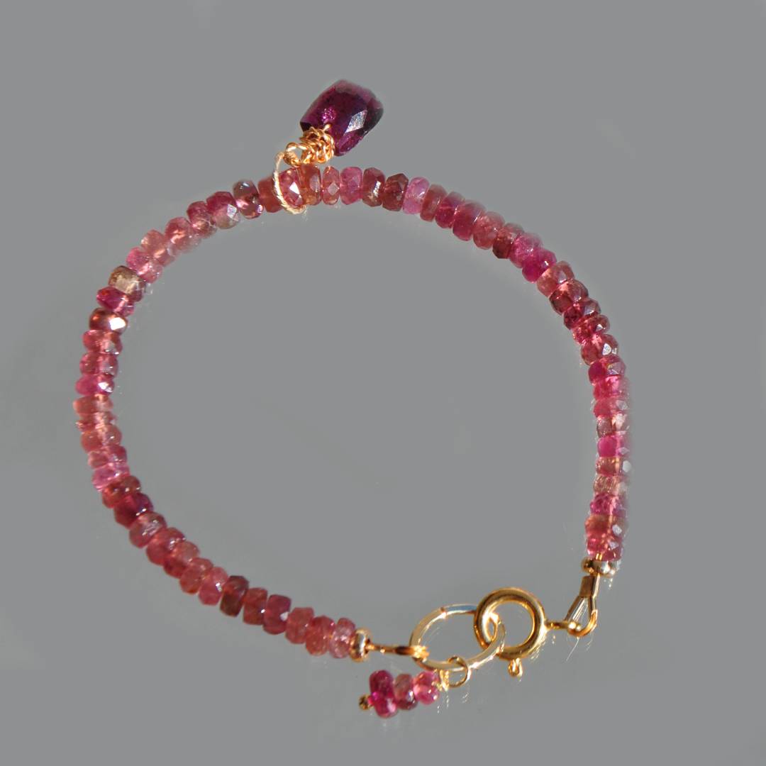 Bracelet tourmaline rose pendentif pierre taillée-6