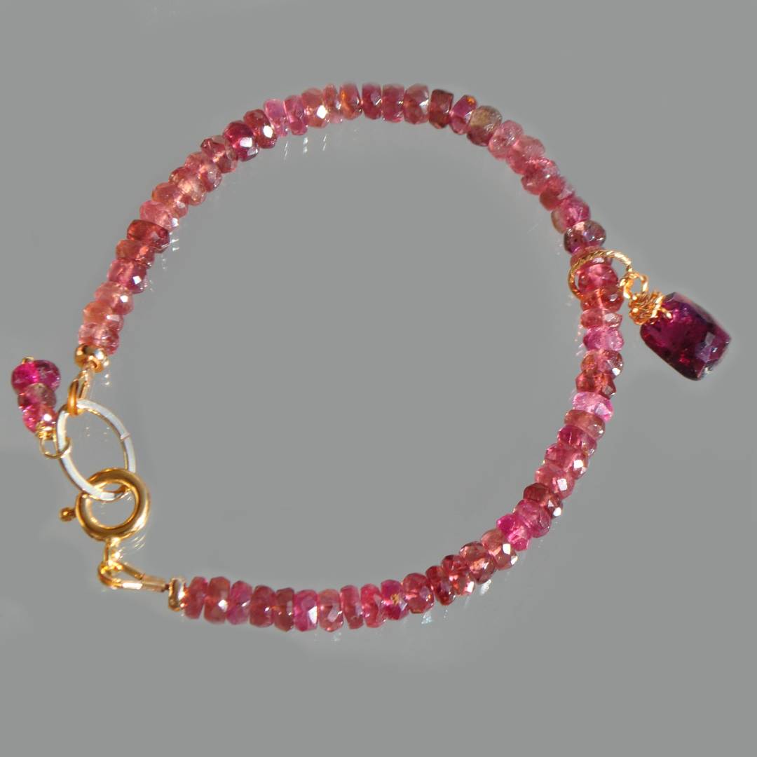 Bracelet tourmaline rose pendentif pierre taillée-7