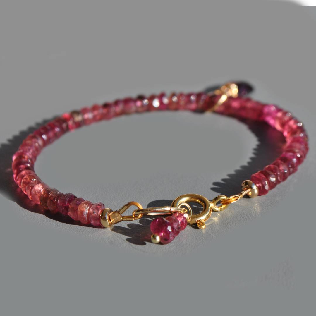 Bracelet tourmaline rose pendentif pierre taillée-3