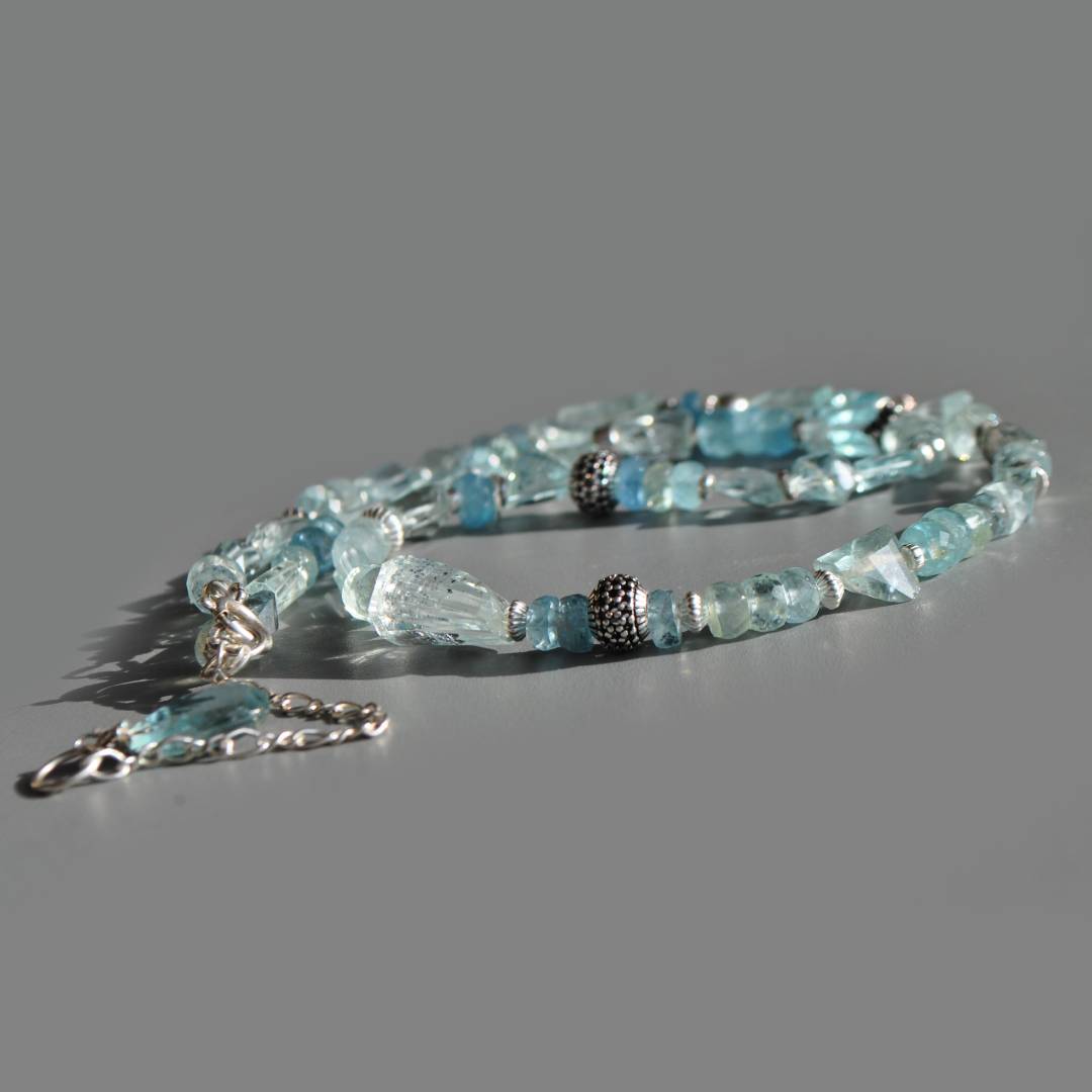 Collier long en aigue marine et argent 925-2