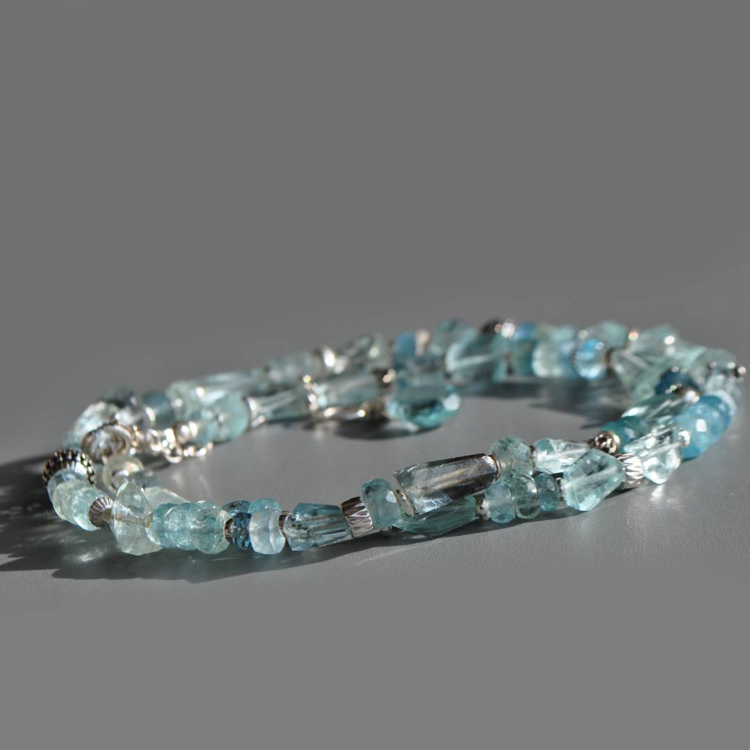 Collier long en aigue marine et argent 925(1)