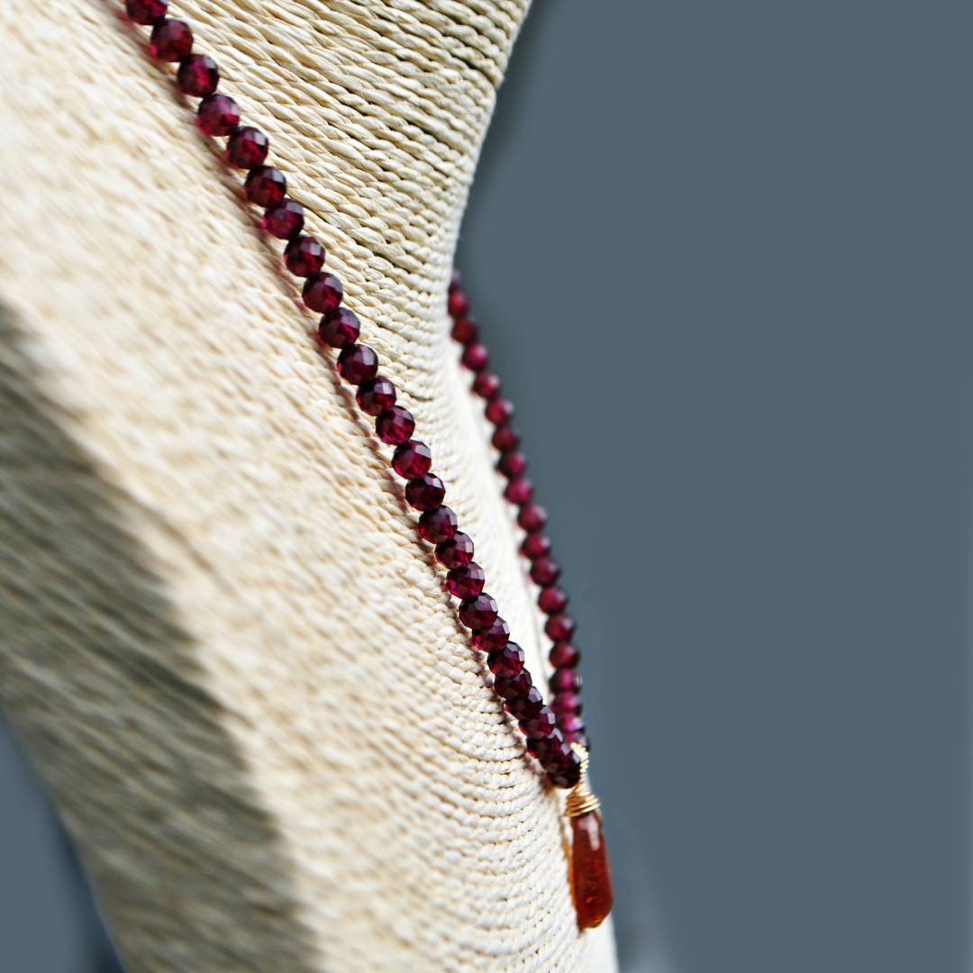Collier grenat almandin naturel et grenat mandarin Gold Filled-9
