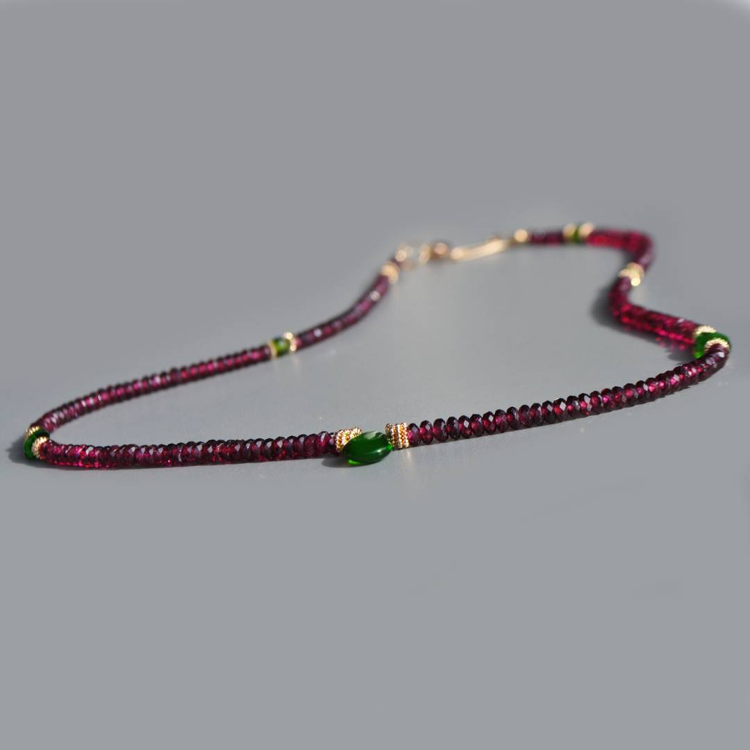 Collier grenat rose rhodolite Diopside-3